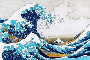 Tapéta reprodukció A nagy hullám Kanagawánál- Kacušika Hokusai - 150x100