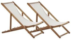 Összecsukható napozószék 2 db-os szettben ANZIO cserélhető szövettel Akácfa Világosbarna