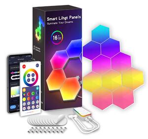 Digitális RGB HEXALED szett , 6 db-os , távirányítóval, USB , RGB + IC (digitális) , dimmelhető , WIFI/Bluetooth , TUYA , LEDISSIMO AMBIENT LIGHT