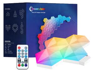 Digitális RGB HEXALED szett , 10 db-os , távirányítóval, USB , RGB + IC (digitális) , dimmelhető , WIFI/Bluetooth , TUYA , LEDISSIMO AMBIENT LIGHT