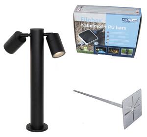 Álló kültéri lámpa fekete 45 cm IP44 állítható 2-lámpás - Duo