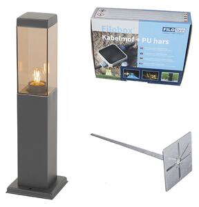 Modern kültéri lámpaoszlop sötétszürke füsttel 45 cm - Malios