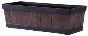 Műanyag virágláda, Strend Pro Garden Woodeff, sötétbarna, 47 x 15 cm, magasság: 17 cm, faerezetes mintázat, 9 l, fahatású