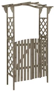 VidaXL szürke tömör fenyőfa pergola kapuval 116 x 40 x 204 cm