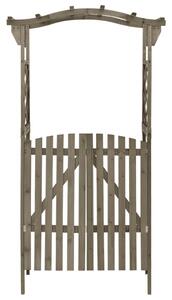 VidaXL szürke tömör fenyőfa pergola kapuval 116 x 40 x 204 cm