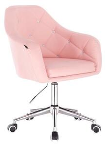 HC830K Rózsaszín modern műbőr szék krómozott lábbal