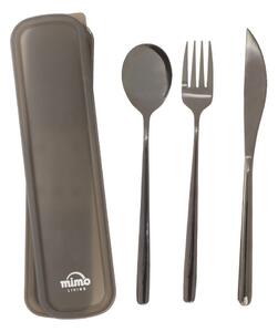 Fekete rozsdamentes acél evőeszköz készlet 3 db-os Mimo – Premier Housewares