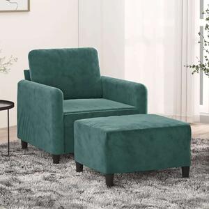 VidaXL sötétzöld bársony kanapéfotel lábtartóval 60 cm