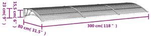 VidaXL szürke polikarbonát ajtóelőtető 300 x 75 cm