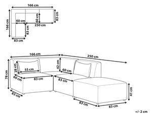 Jobb oldali háromszemélyes moduláris tópszínű kordbársony kanapé ottománnal LEMVIG