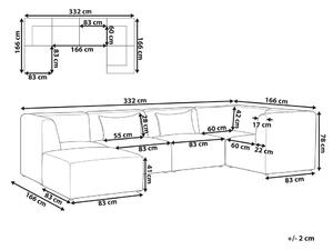 Bal oldali ötszemélyes moduláris sötétzöld kordbársony kanapé ottománnal LEMVIG