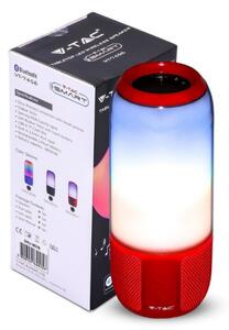 LED lámpa , hordozható , beépített hangszóróval , Bluetooth , színes hangulatvilágítás , 2 x 3W , RGB , USB , piros