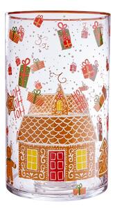 CHRISTMAS DELIGHT üveg szélfogó 30 cm , házikó