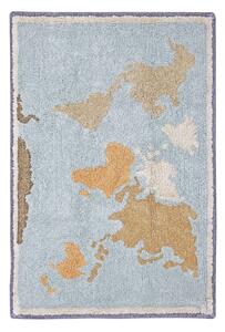 Kék-bézs mosható kézi szövésű pamut gyerek játszószőnyeg 70x100 cm Mini Worldmap – Lorena Canals
