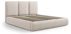Bézs kárpitozott ágyneműtartós franciaágy ágyráccsal 200x200 cm Brody – Mazzini Beds
