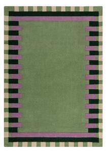 Zöld-lila kézi szövésű gyapjú szőnyeg 120x170 cm Kai Wool Border – Flair Rugs