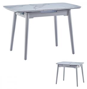 HT-400M Modern Bővíthető Étkezőasztal Fehér Márványhatású Kerámia Asztallappal 90+25x70 cm