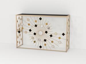Konzol fém üveg 120x35x80 aranyozott
