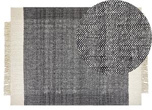 Fekete és törtfehér gyapjúszőnyeg 140 x 200 cm ATLANTI