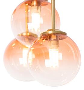 Art Deco mennyezeti lámpa arany rózsaszín üveggel 9 fényű - Athén