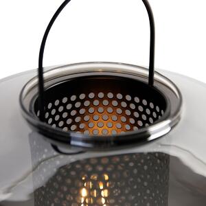 Art Deco asztali lámpa fekete füstüveggel 30 cm - Kevin
