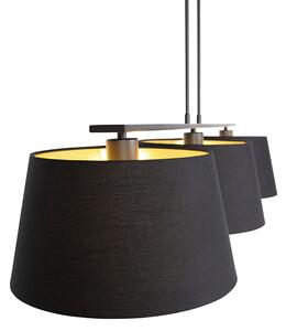 Függesztett lámpa pamut árnyalatokkal, fekete, arany 32cm - Combi 3 Deluxe