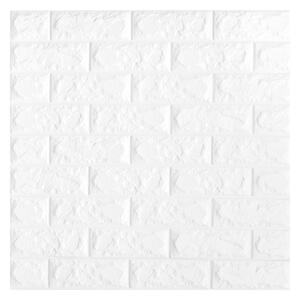 Fehér - 3D fehér tégla falmatrica, fali panel extra öntapadós falpanel 70×78 cm