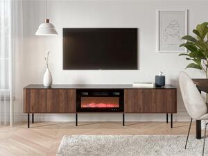 TV-állvány Miravio 102, Laminált forgácslap, Közepes sűrűségű farostlemez, 55x160x40cm, Fekete márvány, Dió