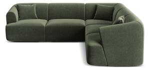 Zöld bársony sarokkanapé Campi – Cosmopolitan Design