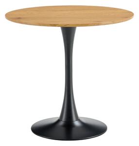 KONDELA Étkezőasztal, kerek, tölgy/fekete, átmérő 80 cm, REVENTON NEW