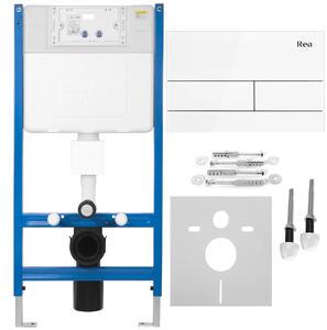 Rea Rea, Falsík alatti WC-rendszer K011A-Q + fehér üveg T típusú gomb, KPL-E0052