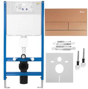 Rea Rea, Falsíkba épített WC-rendszer K011A-Q + T típusú gomb, matt réz, KPL-E0053