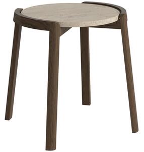 Bolia Bézs kőből készült oldalasztal Mix 46 cm, sötét tölgy alappal
