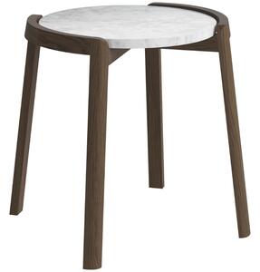 Bolia Szürke-fehér márvány oldalasztal Mix 46 cm, sötét tölgy alappal