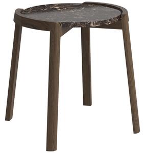 Bolia Barna márvány oldalasztal Mix 46 cm, sötét tölgy alappal