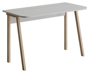 Íróasztal, fehér, fa lábakkal, 100cm - SCOLAIRE