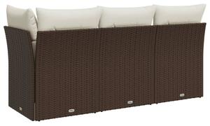 VidaXL 3 személyes barna polyrattan kerti kanapé párnával