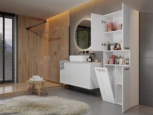 Thirassia 1K DK fürdőszoba szekrény, 60x174x30 cm, fényes fehér