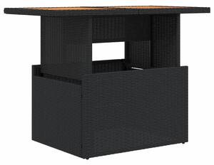 VidaXL fekete polyrattan és akácfa kerti asztal 100 x 55 x 73 cm