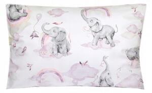 Babastar gyerek párna 36x50 cm - szivárványos elefánt rózsaszín