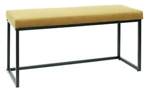 Ülőké pad, bársony fém fekete lábakkal 100x48 cm, aranysárga - PLAT