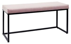 Ülőké pad, bársony fém fekete lábakkal 100x48 cm, púderrózsaszín - PLAT