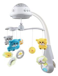 Baby Mix körhinta a kiságy fölött kivetítővel,szürke színben