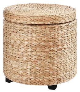Ülőke tárolóval, levehető fedéllel, rattan, khaki színben, Ø43 x 43cm