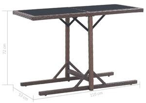 VidaXL barna polyrattan és üveglapos kerti asztal 110 x 53 x 72 cm