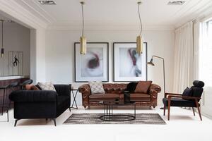 Design 3 személyes Chesterfield kanapé 245 cm barna