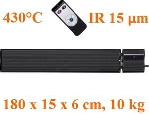 Infrapanel elektromos fűtés, fekete, ElectricSun 2800W / 1400W, SZ180xM15cm infrapanel fűtés, termosztáttal és Smart Life App wifivel