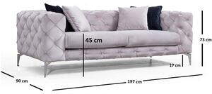 Design kanapé Rococo 197 cm világos szürke
