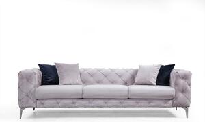 Design 3 személyes kanapé Rococo 237 cm világos szürke