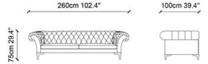 Design kanapé Rubby Chesterfield 260 cm krém